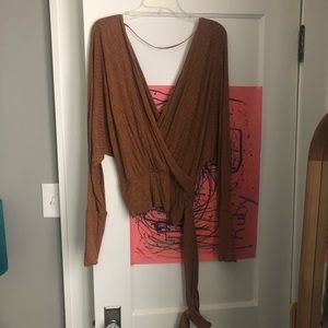 Free People faux wrap top, burnt orange